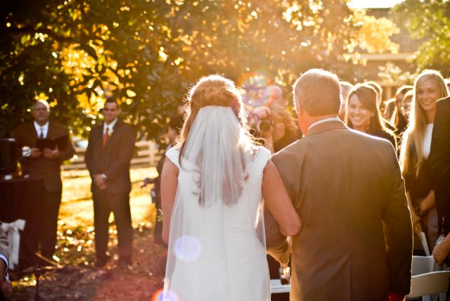 father of the bride, bride, walking down the aisle, fall, wedding, nashville